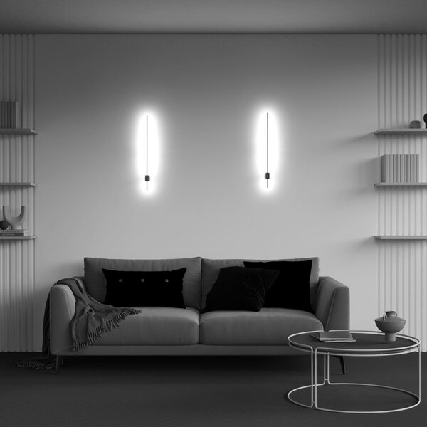 Maytoni LED zidna svjetiljka Pars, 62,3 cm, crna/zlatna, aluminij, Crno, Dnevni boravak/blagovaonica, Aluminij