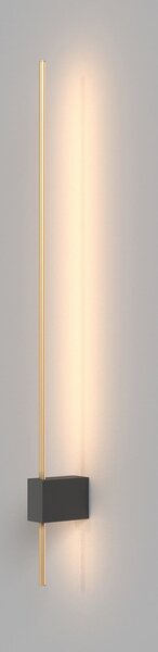 Maytoni LED zidna svjetiljka Pars, 62,3 cm, crna/zlatna, aluminij, Crno, Dnevni boravak/blagovaonica, Aluminij