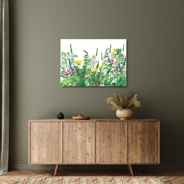 Staklena slika - Slikano livadsko cvijeće (70x50 cm)