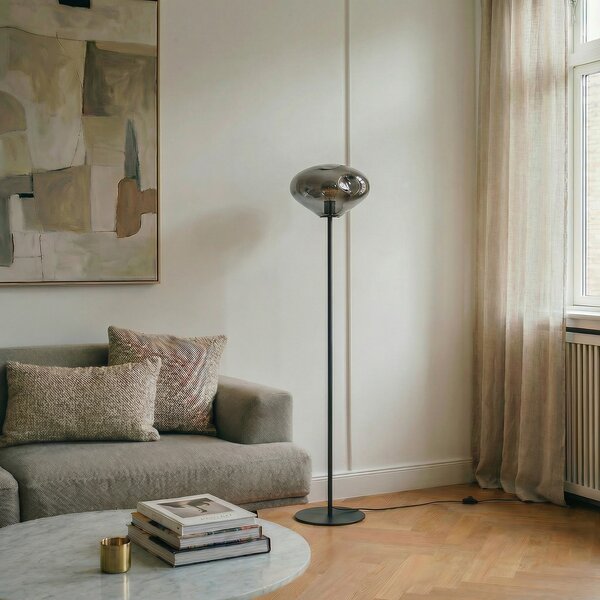 Podne Lampa Lindby, Lelia, Sivo, Blagovaonica, Staklo, Dizajn