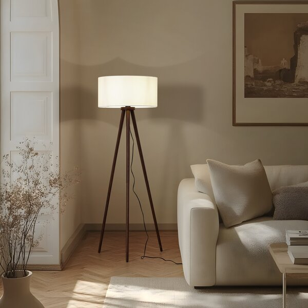 Podne Lampa Lindby, Charlia, Drvo, Dnevna soba, Tkanina / tekstil, Skandinavski