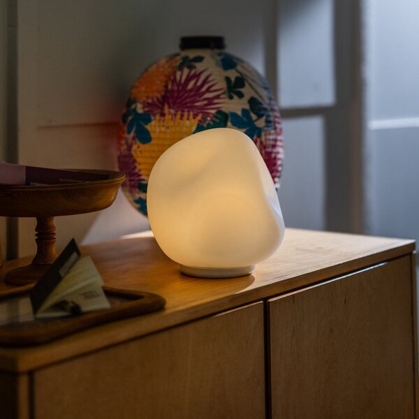 Stolne Lampa Foscarini, Hoba Midi, prigušiv, Bijela, Dnevna soba, Staklo, Dizajn
