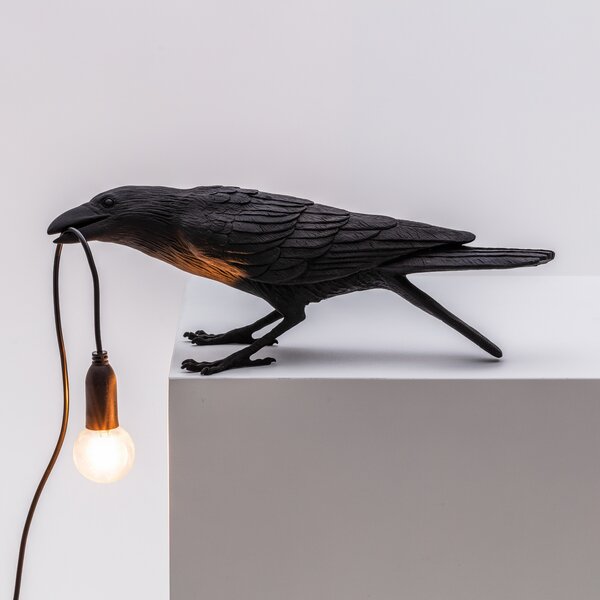 Stolne Lampa SELETTI, Bird Lamp, Crno, Dnevna soba, Plastika, Dizajn