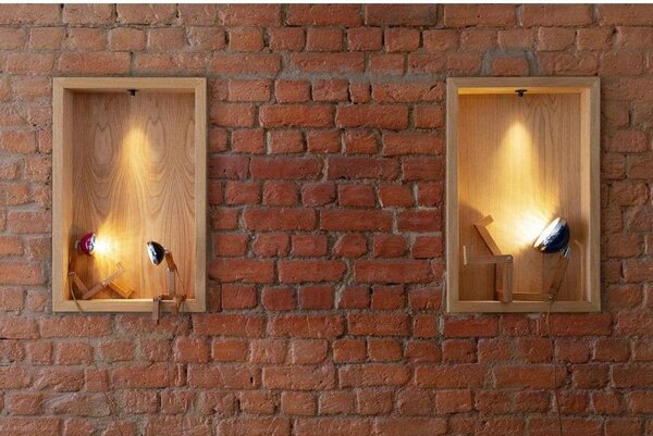 Stolne Lampa MR. WATTSON, Crno, Dnevna soba, Drvo, Vintage