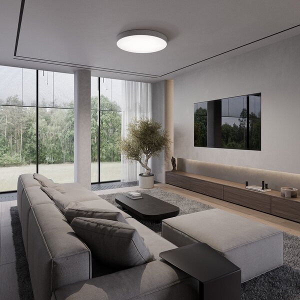 TEMAR LIGHTING Stropna svjetiljka Cleo 600, Ø 60 cm siva, prigušiva, Sivo, Dnevni boravak/blagovaonica, Metal
