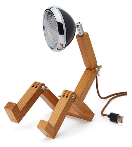 Stolne Lampa MR. WATTSON, Crno, Dnevna soba, Drvo, Vintage