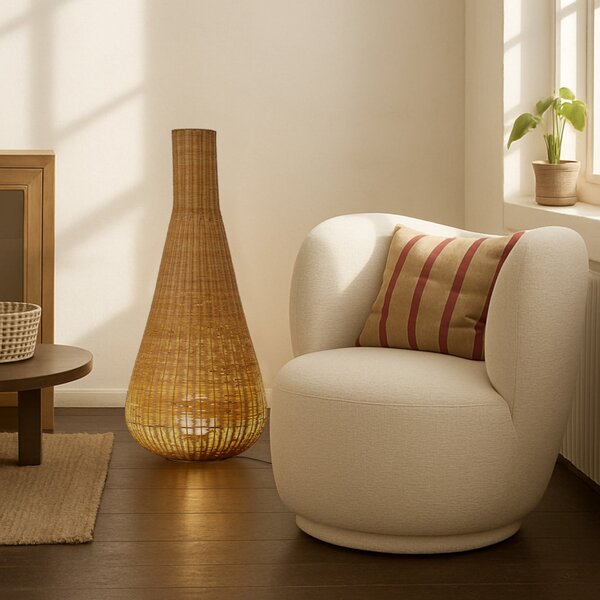 Podne Lampa Lucande, Takeo, Drvo, Dnevna soba, Drvo, Boho
