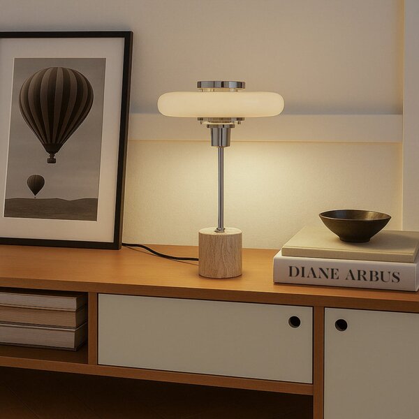 Stolne Lampa Lindby, Branford, Bež, Dnevna soba, Metal, Vintage