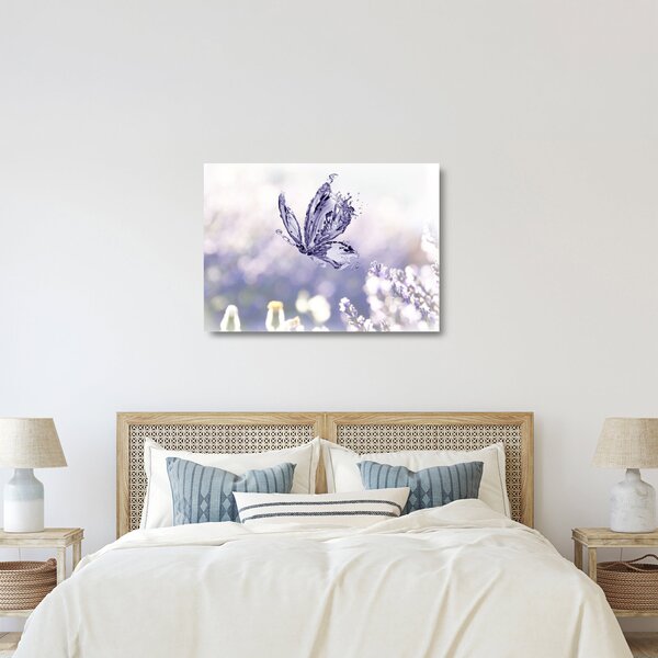 Staklena slika - Leptir i lavanda (70x50 cm)
