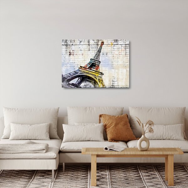 Staklena slika - Digitalna umjetnost Eiffelovog tornja (70x50 cm)