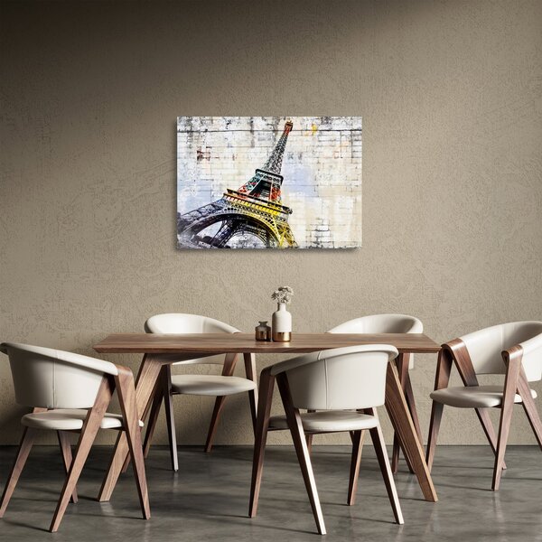 Staklena slika - Digitalna umjetnost Eiffelovog tornja (70x50 cm)