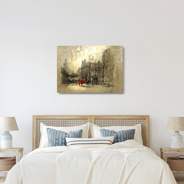 Staklena slika - Skica grada (70x50 cm)