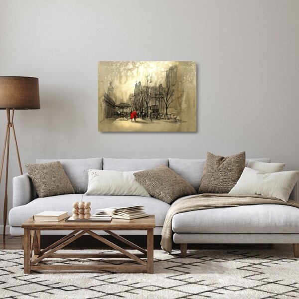 Staklena slika - Skica grada (70x50 cm)