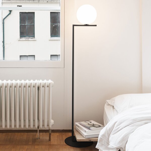 Podne Lampa FLOS, IC F1, prigušiv, Crno, Dnevna soba, Metal, Dizajn