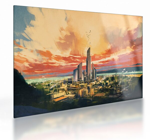 Staklena slika - Oslikani grad (70x50 cm)