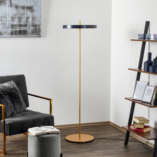 Podne Lampa UMAGE, Asteria Floor, prigušiv, Crno, Dnevna soba, Metal, Dizajn