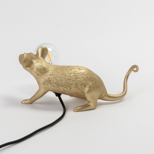 Stolne Lampa SELETTI, Mouse Lamp Valentine, Zlato / mjed, Dnevna soba, Plastika, Dizajn