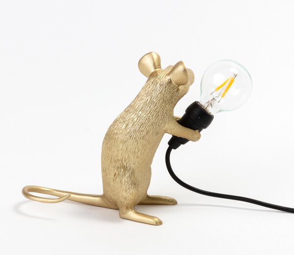 Stolne Lampa SELETTI, Mouse Lamp Valentine, Zlato / mjed, Dnevna soba, Plastika, Dizajn