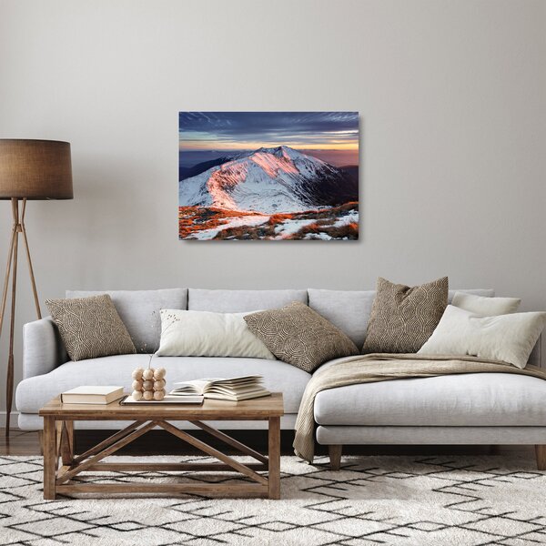 Staklena slika - Zimska planinska panorama II. (70x50 cm)