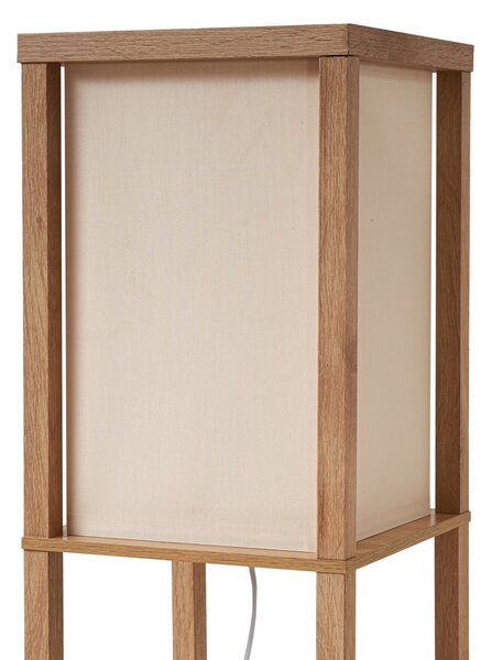 Birta podna lampa, boja drveta/bijela, polica, drvo - Lindby