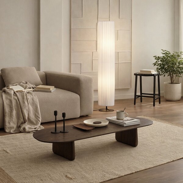 Podne Lampa Lindby, Virelle, Bijela, Dnevna soba, Tkanina / tekstil