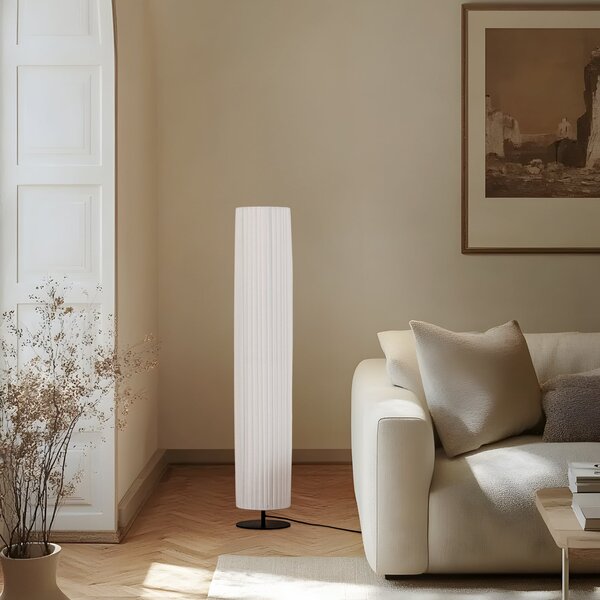 Podne Lampa Lindby, Virelle, Bijela, Dnevna soba, Tkanina / tekstil
