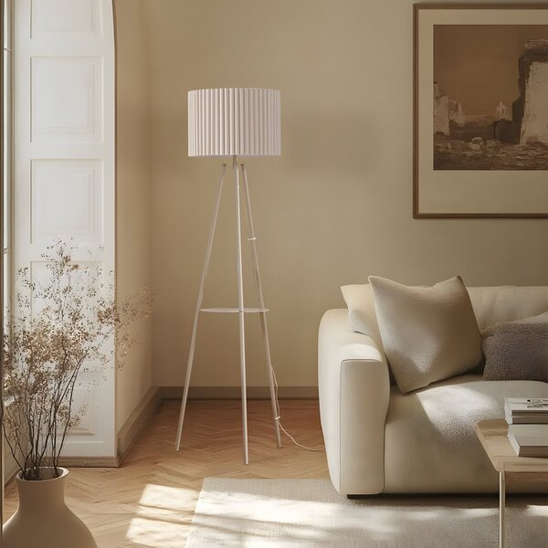 Podne Lampa Lindby, Libbie, Bež, Dnevna soba, Tkanina / tekstil, Skandinavski