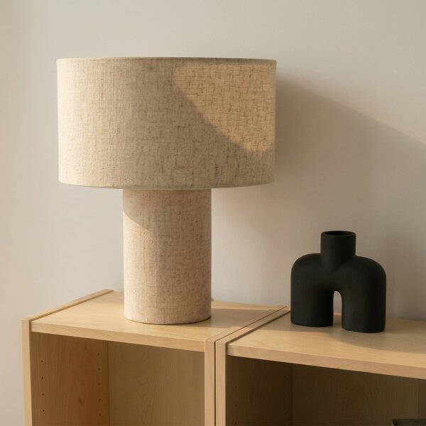 Stolne Lampa Lindby, Elfie, Bež, Dnevna soba, Tkanina / tekstil, Skandinavski