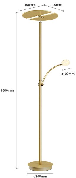 Podne Lampa Lucande, Anniki, prigušiv, Zlato / mjed, Dnevna soba, Metal, Moderan