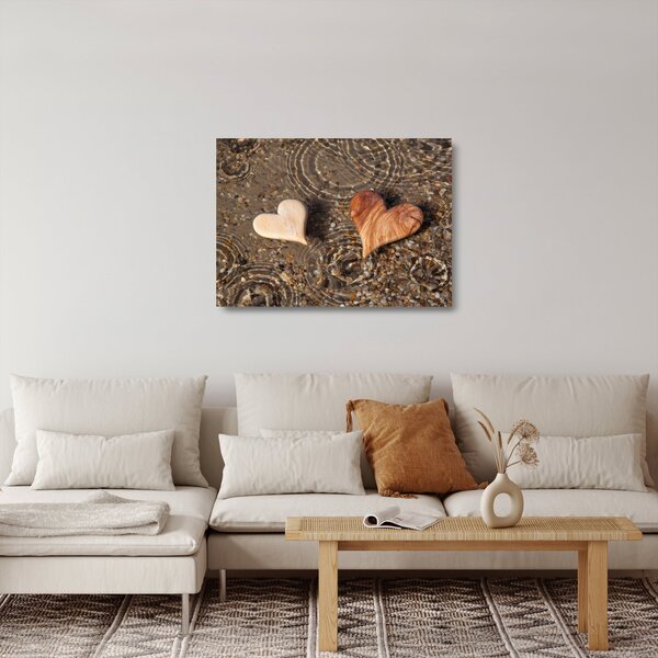 Staklena slika - Drvena srca (70x50 cm)