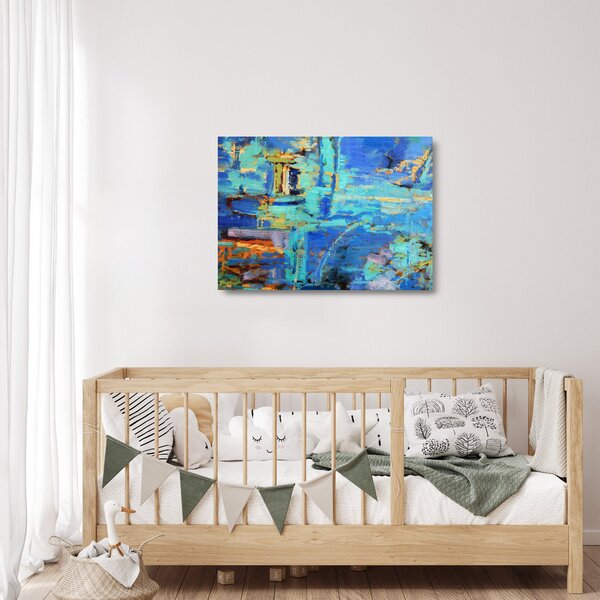 Staklena slika - Apstraktna uljana slika (70x50 cm)