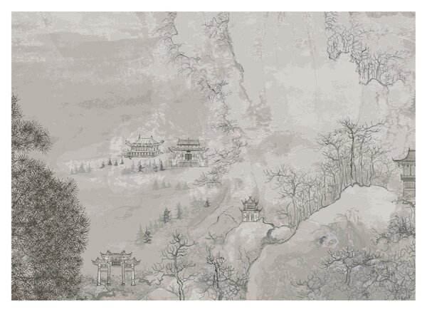 Staklena slika - kineski krajolik (70x50 cm)