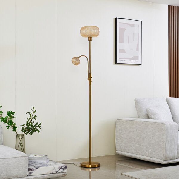 Podne Lampa Lindby, Aliette, Zlato / mjed, Dnevna soba, Staklo, Moderan