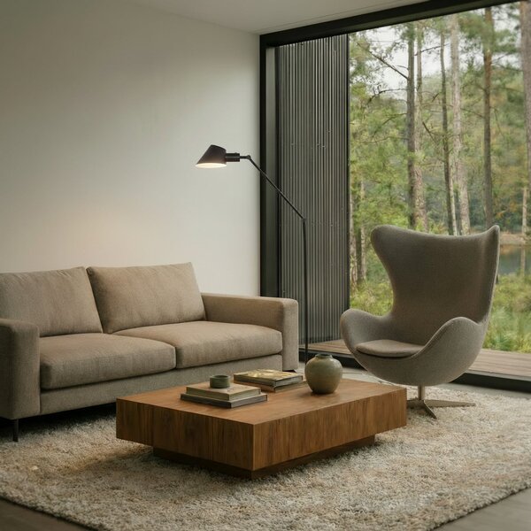 Podne Lampa Lindby, Corali, Crno, Dnevna soba, Metal, Moderan