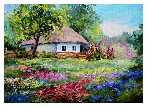 Staklena slika - Vikendica (70x50 cm)