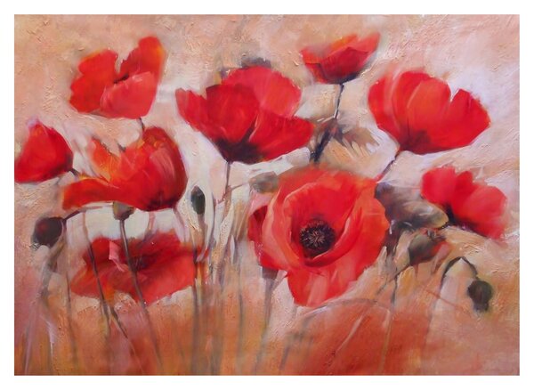 Staklena slika - Vukovi makovi (70x50 cm)