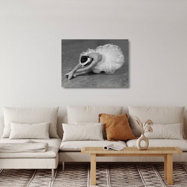 Staklena slika - Balerina, crno-bijela (70x50 cm)