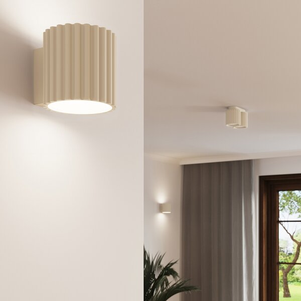 Zidne Svjetiljka SOLLUX LIGHTING, RIBLA, prigušiv, Bež, Dnevna soba, Aluminij