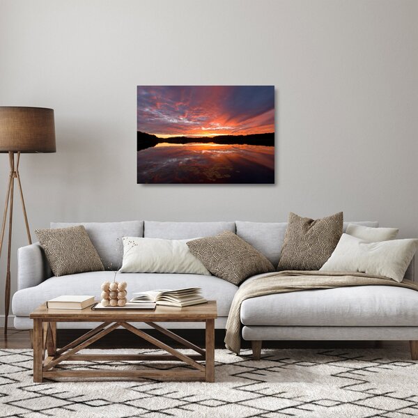 Staklena slika - Zalazak sunca nad jezerom (70x50 cm)