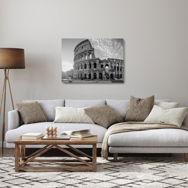 Staklena slika - Koloseum u Rimu, crno-bijelo (70x50 cm)