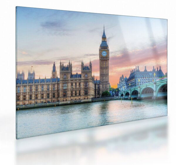 Staklena slika - London u pastelnim bojama (70x50 cm)
