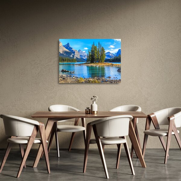 Staklena slika - Planinski krajolik s rijekom (70x50 cm)