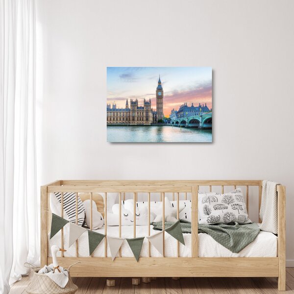 Staklena slika - London u pastelnim bojama (70x50 cm)
