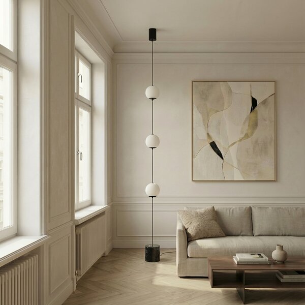 Podne Lampa Lucande, Darrow, prigušiv, Bijela, Dnevna soba, Staklo, Moderan