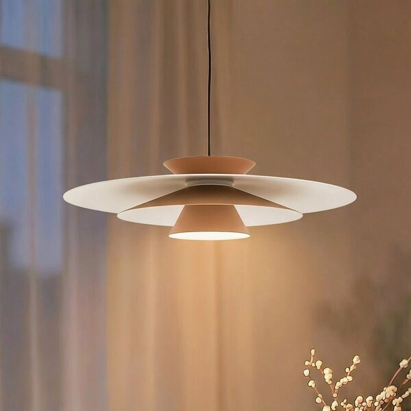 Lucande LED visilica Livie, bež, aluminij, Ø 50 cm, prigušiva, Bež, Dnevni boravak/blagovaonica, Aluminij