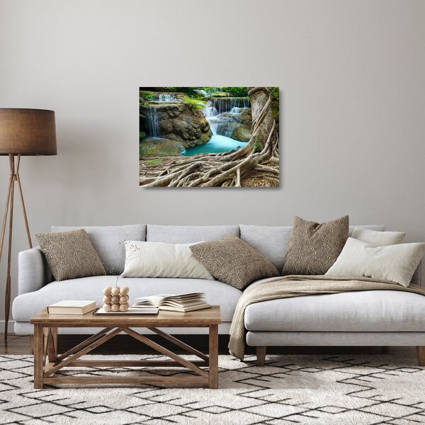 Staklena slika - Rijeka sa slapovima (70x50 cm)