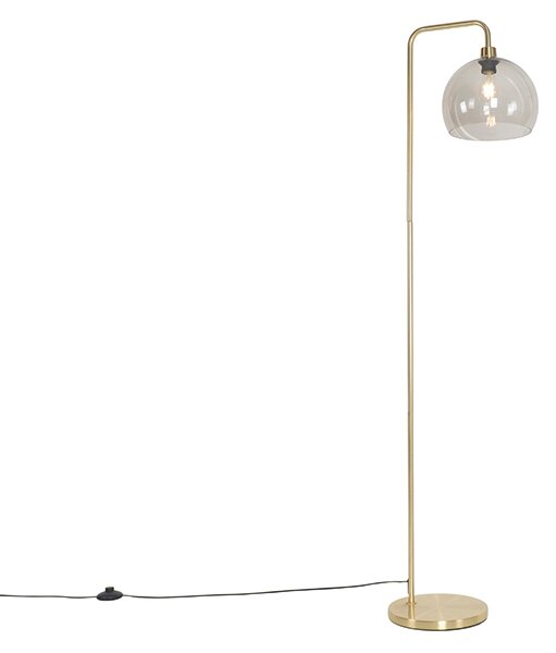 Moderna podna lampa od mesinga s efektom dimnog stakla - Maly