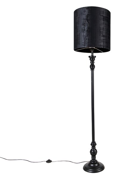 Klasična podna svjetiljka crna s crnom hladom 40 cm - Classico