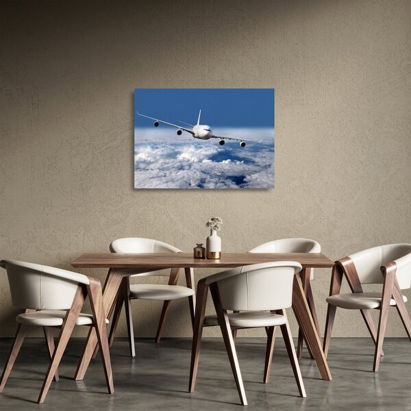 Staklena slika - Avion u oblacima (70x50 cm)
