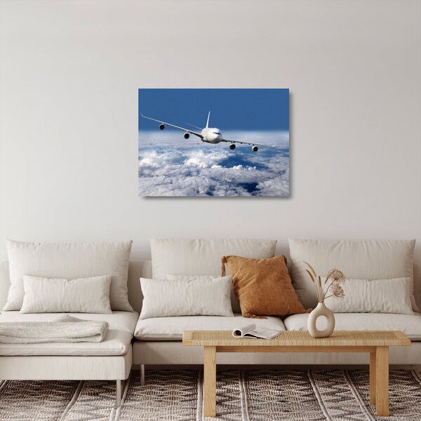 Staklena slika - Avion u oblacima (70x50 cm)